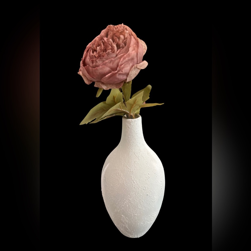 Hand-Painted Rustic White Vase with Textured Finish
